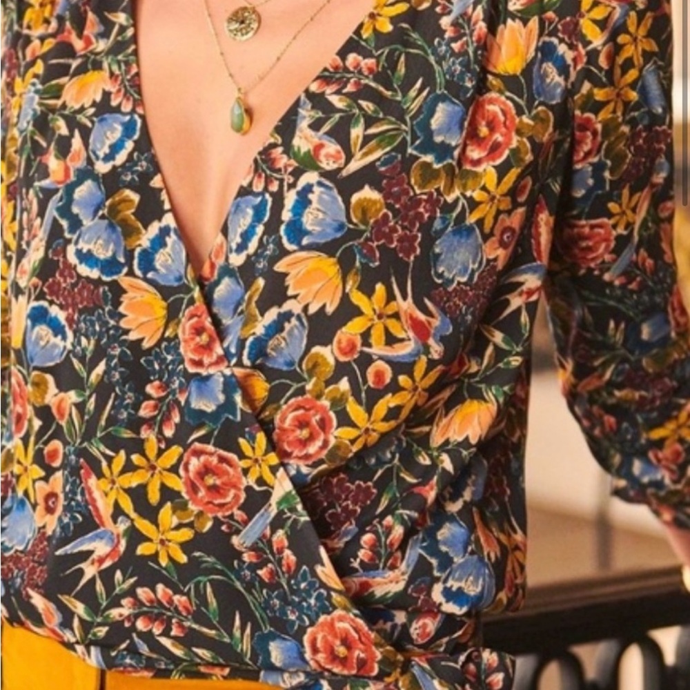 Sezane Floral Wrap Blouse - Multicolor